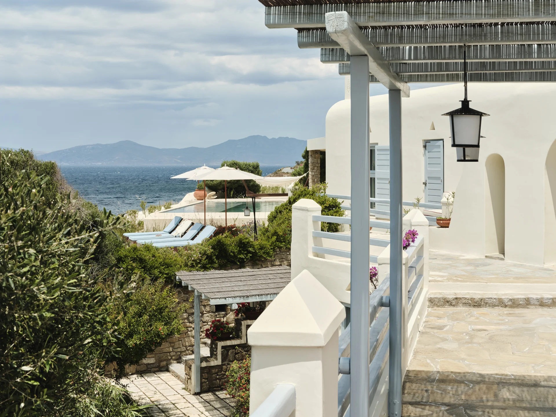 Pool terrace sea view