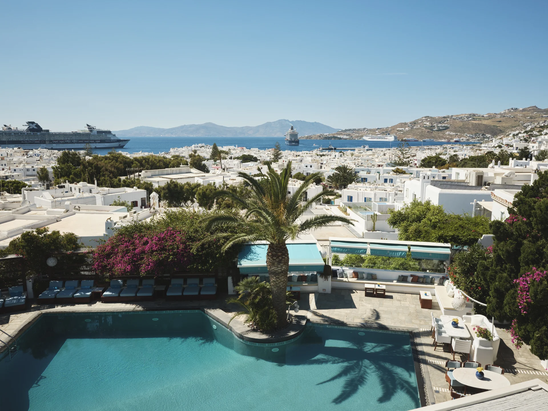 Belvedere Hotel pool panorama Mykonos