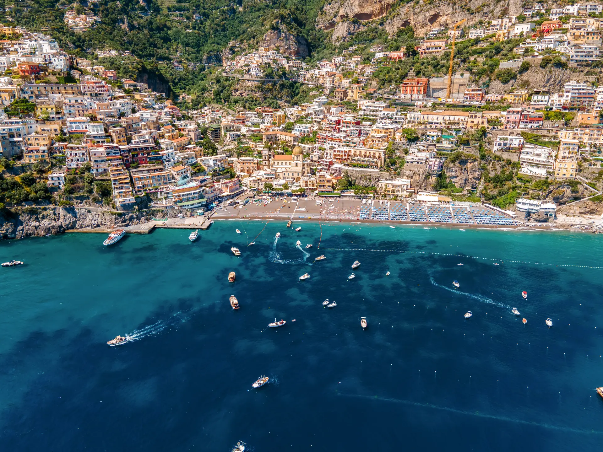 Amalfi Coast Positano aerial drone view