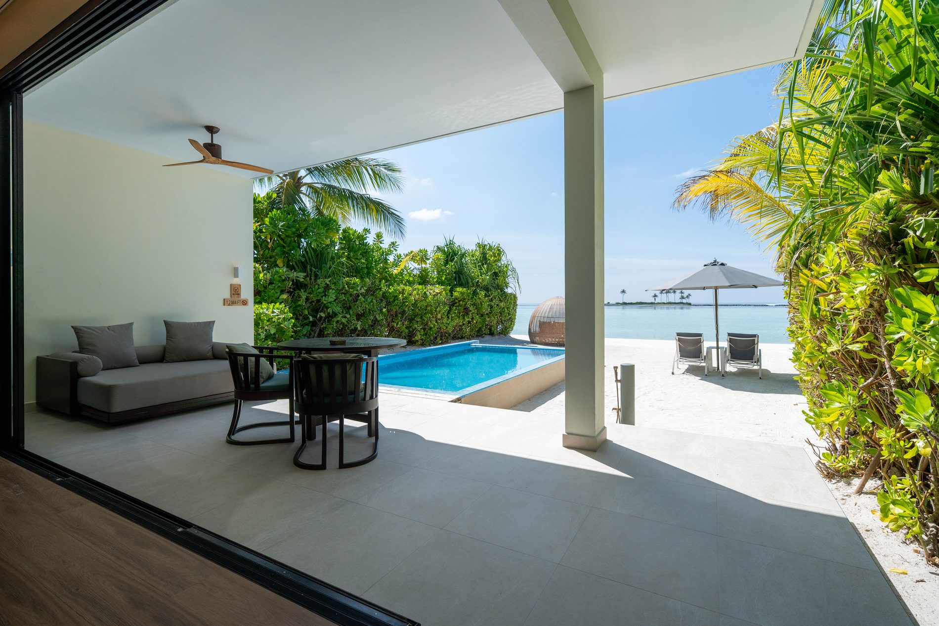 Beach villa living space, Kuda Villingili