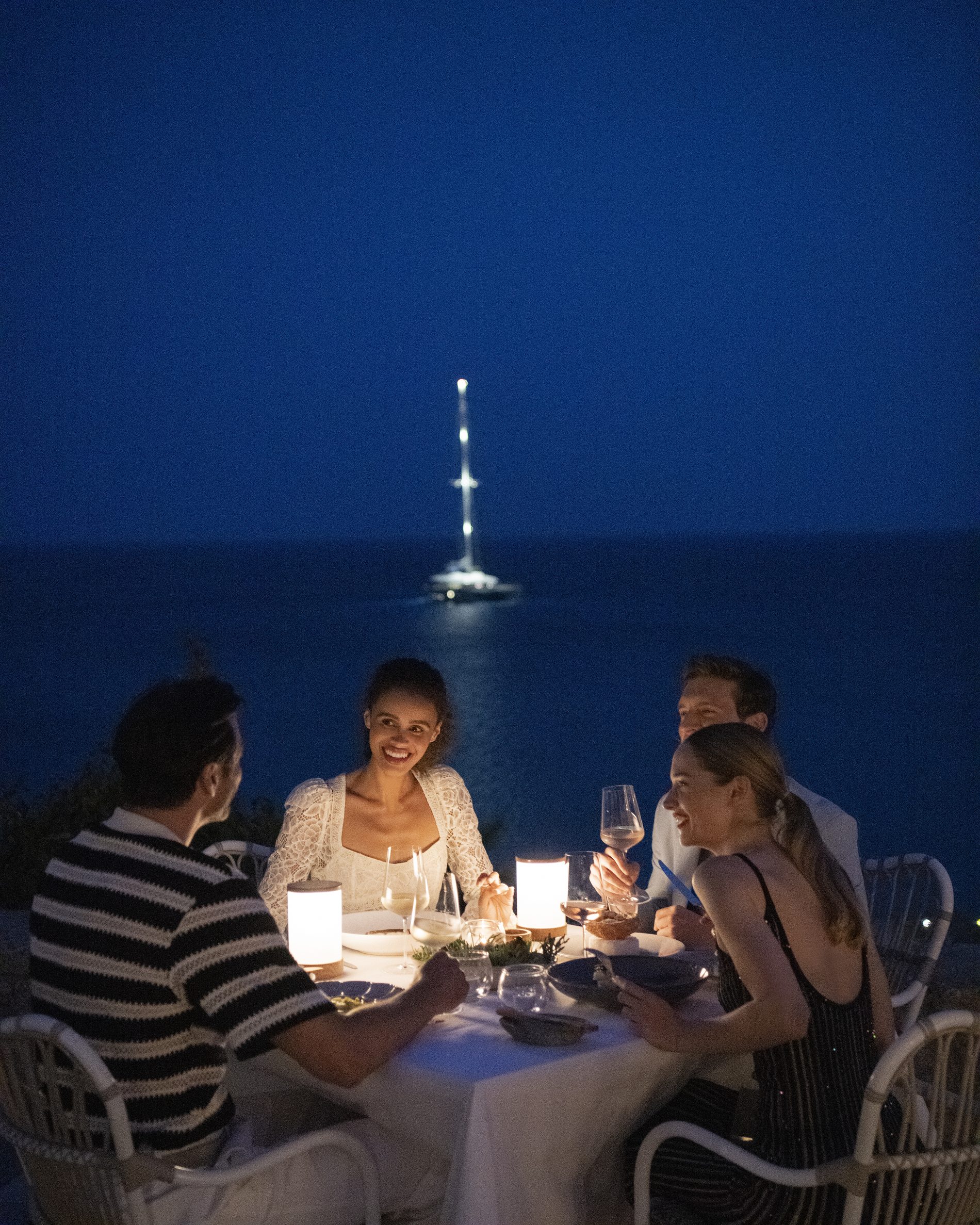 Evening dining by the sea, Santa Marina Mykonos