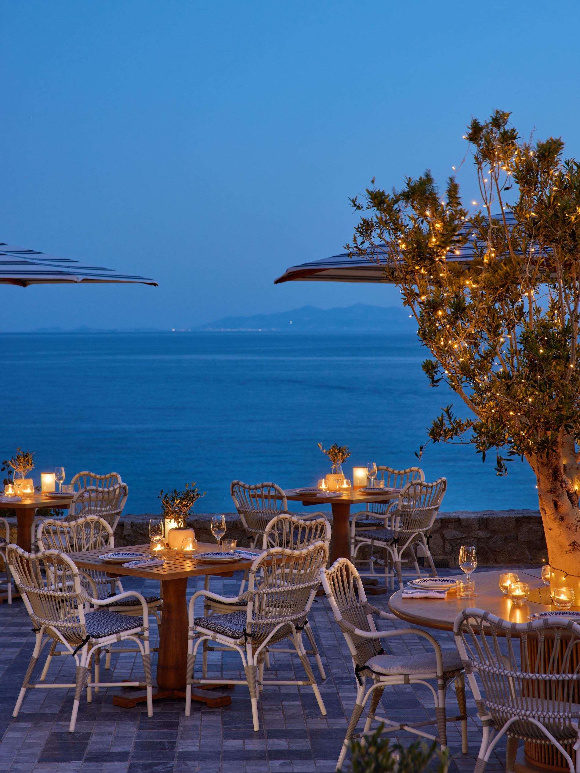 Elais Restaurant terrace, Santa Marina Mykonos