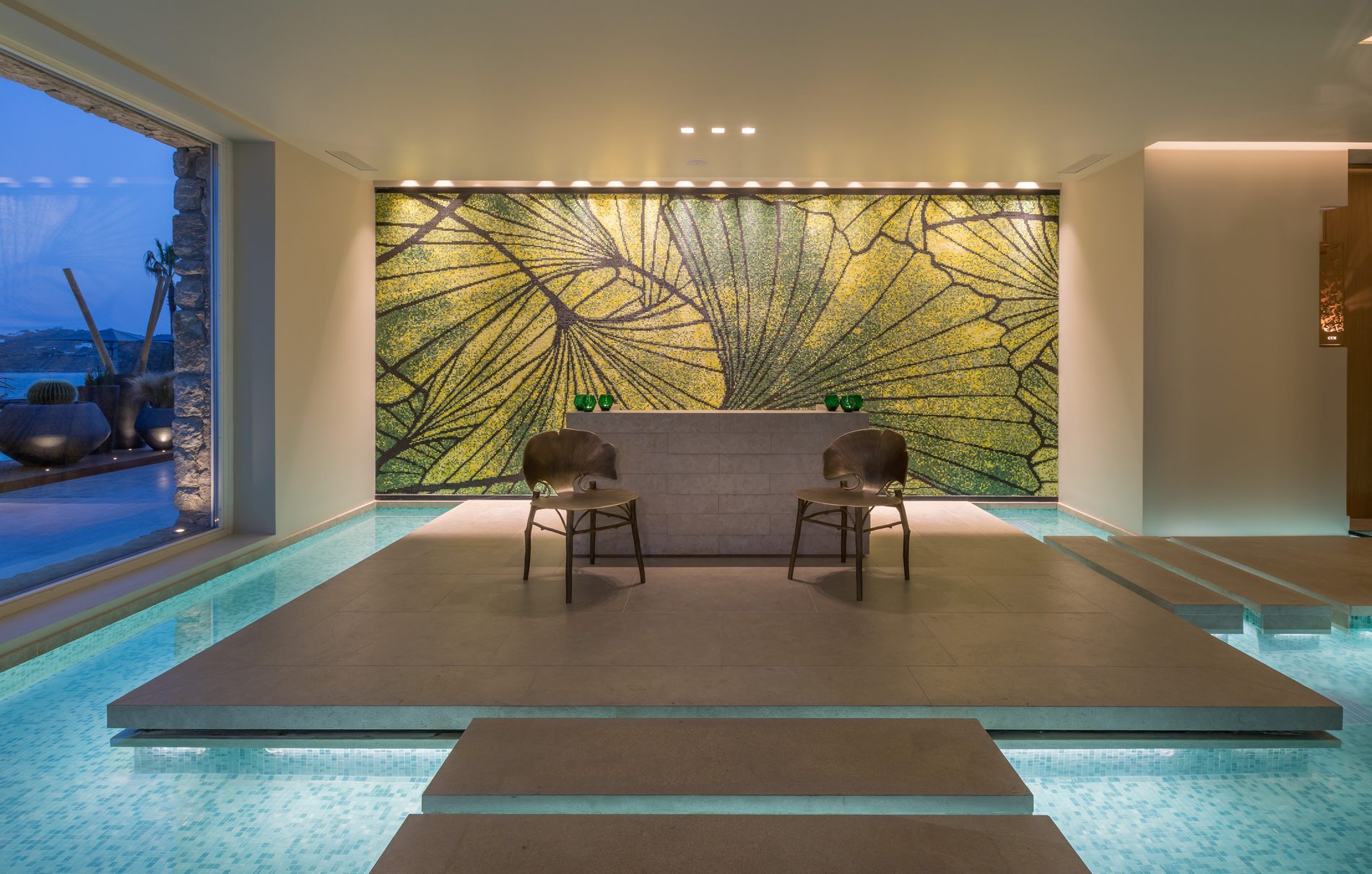 Ginkgo Spa indoor pool, Santa Marina Mykonos