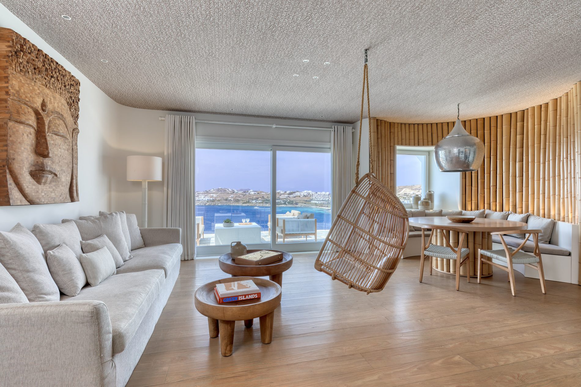 Villa living space with sea view, Santa Marina Mykonos